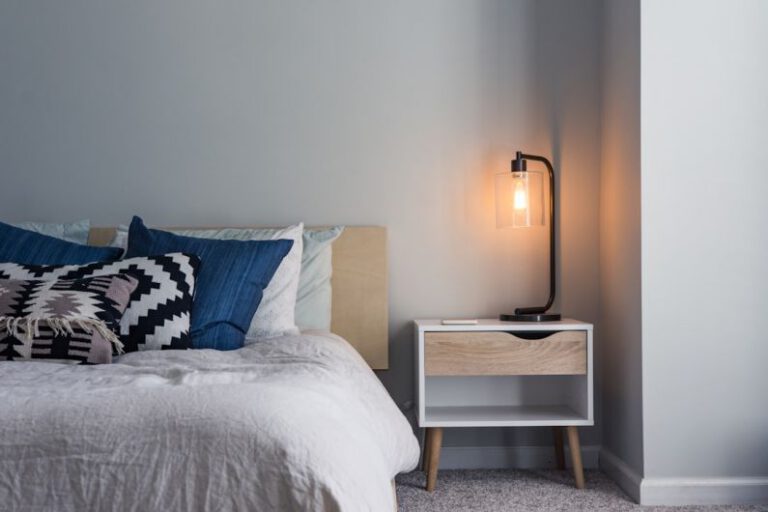 Murphy Bed - black table lamp on nightstand