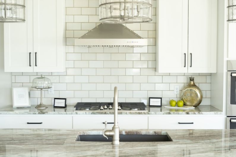 Kitchen Tile - white and silver kitchen sink