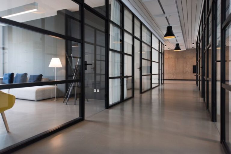 Room Transformation - hallway between glass-panel doors